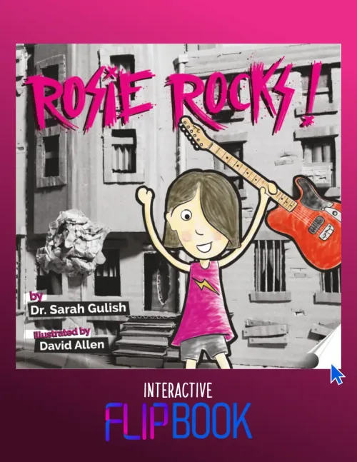Rosie Rocks Childrens interactive flip book poduct