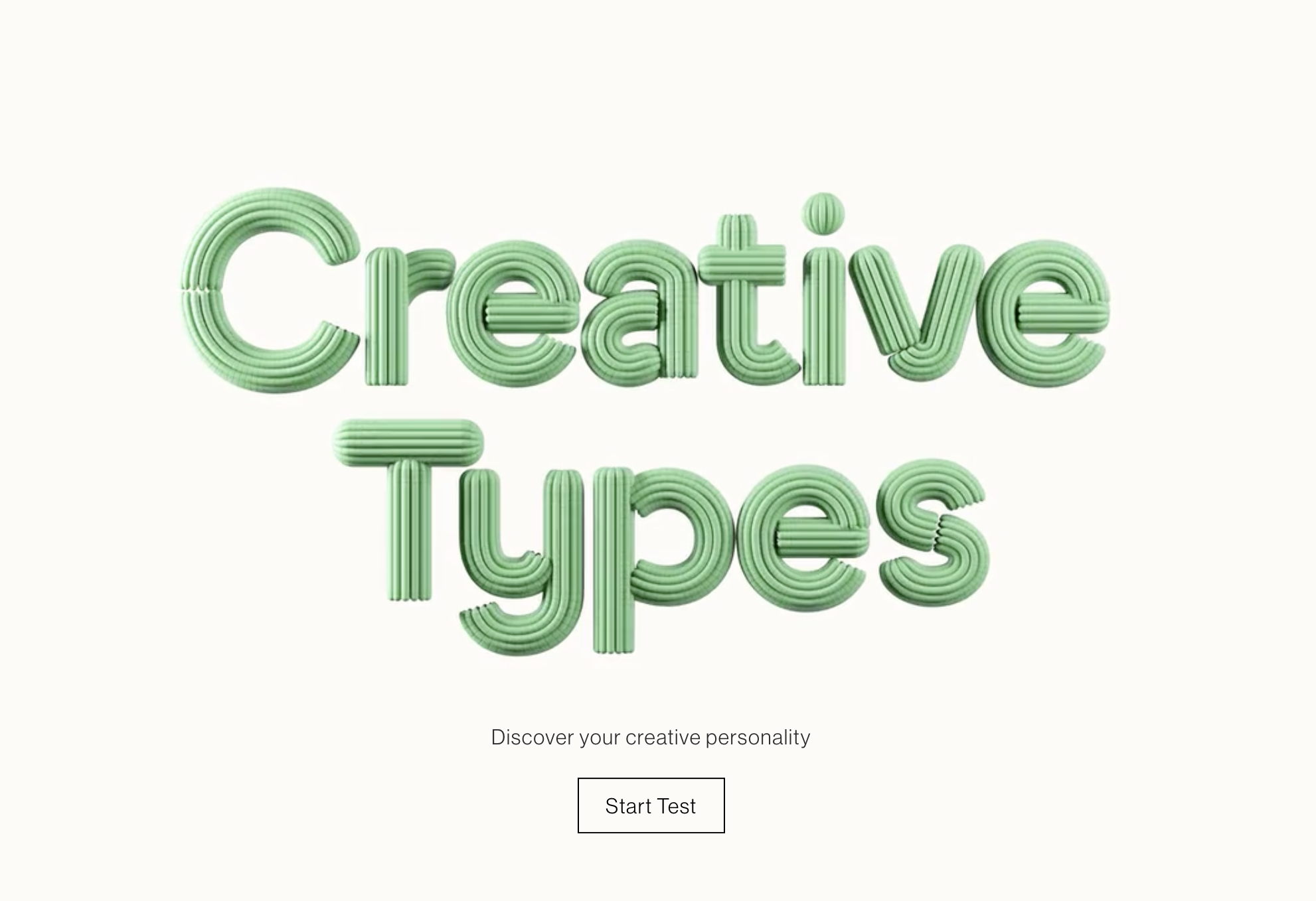 word creative type written about a take quiz button